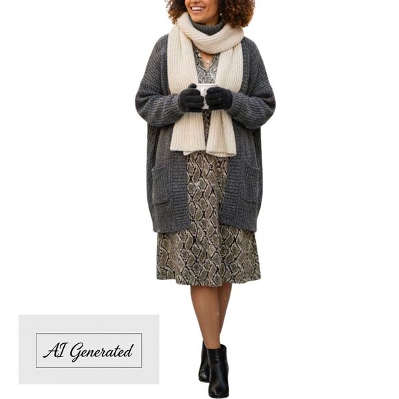 NWT Michael Kors 3X Plus Size Olive Green Snake Print Midi Stretch Dress - Picture 11 of 11